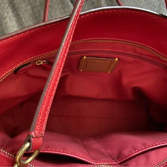 Coach Red Leather Tote Bag - Picture 8 of 9